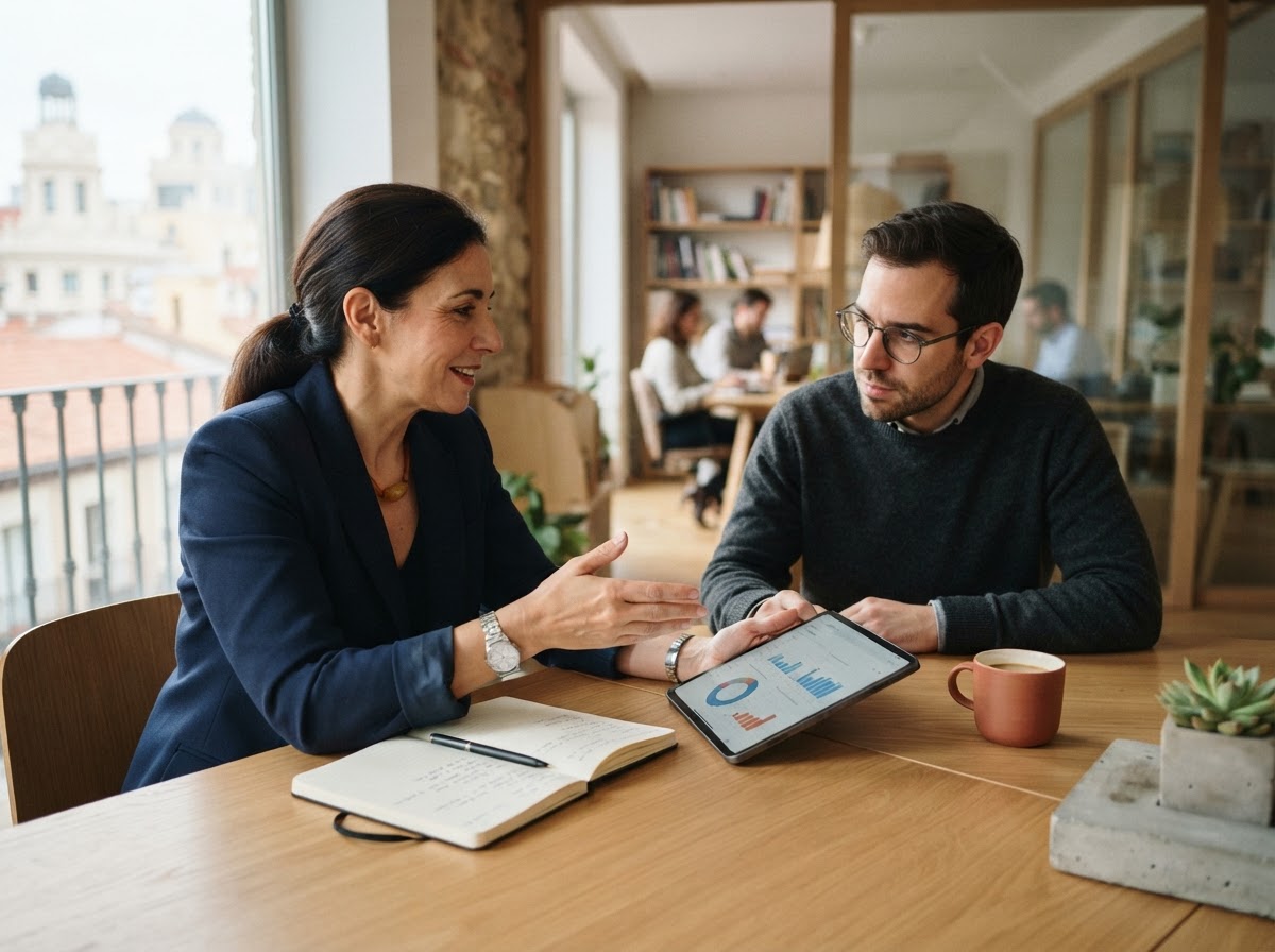 Vaste Placange équipe analysant des indicateurs de performance autour d'une table de travail